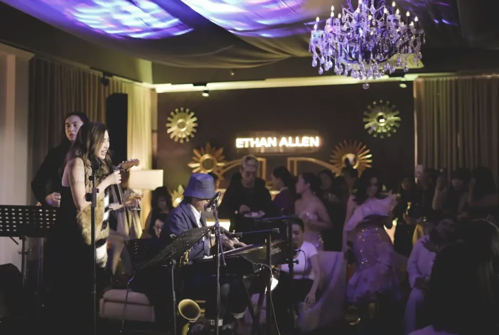 Photo from the Ethan Allen Campaign - speakeasy music lounge with Nicole Asensio